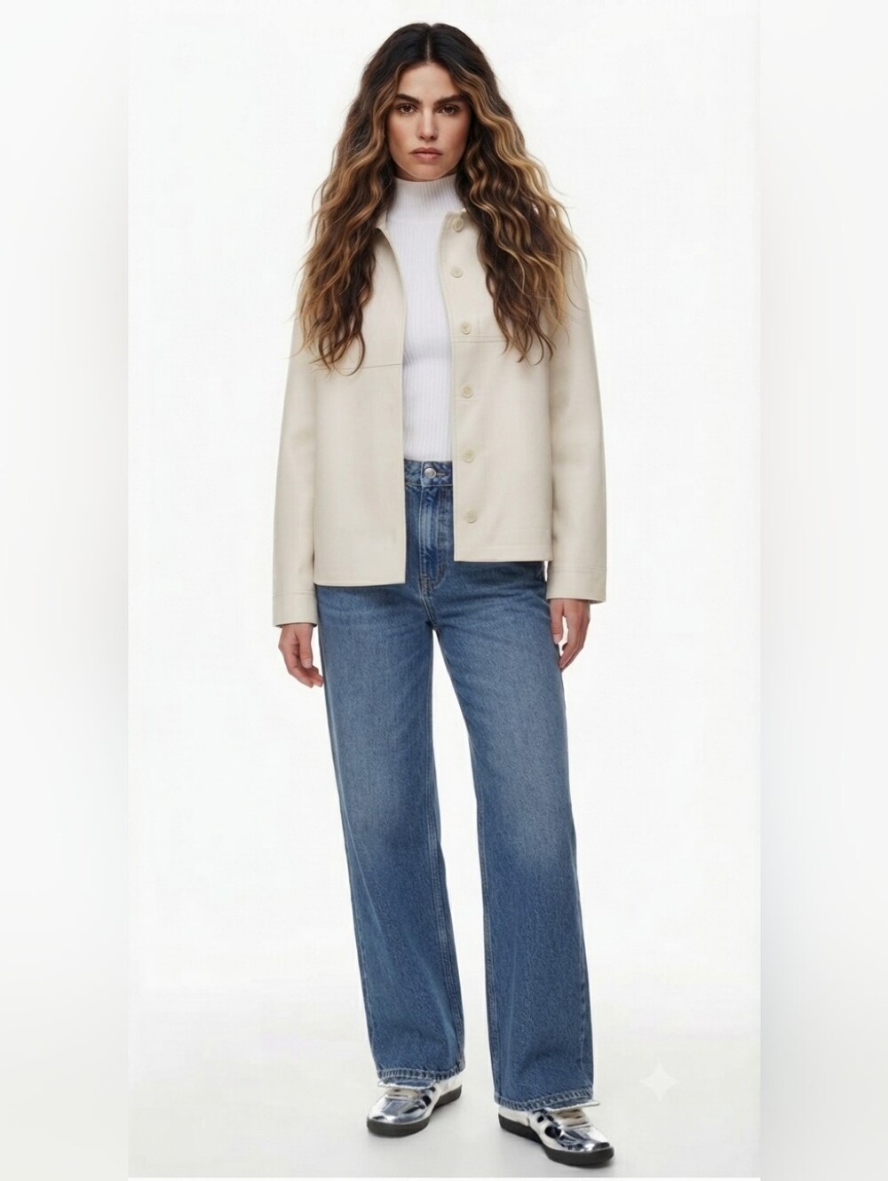Aritzia Babaton Pelli Hip Shirt Jacket size Large Bone colour